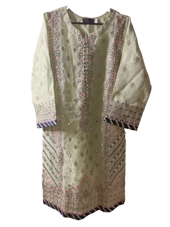 Areej Collection Dresses & Skirts - AREEJ Collection Pakistani Mint Green‎ Organza Kurti Kameez Embroidered Medium M